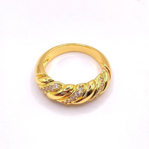 Chunky Twisted Braided Rhinestone Ring Band size 9 - Picture 3 of 3